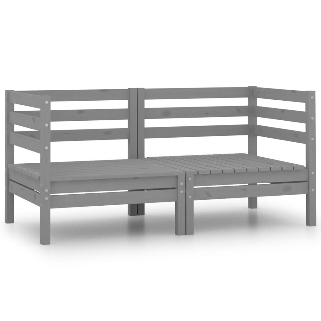 vidaXL Canapés d'Angle de Jardin 2 Pcs Gris en Pin Massif