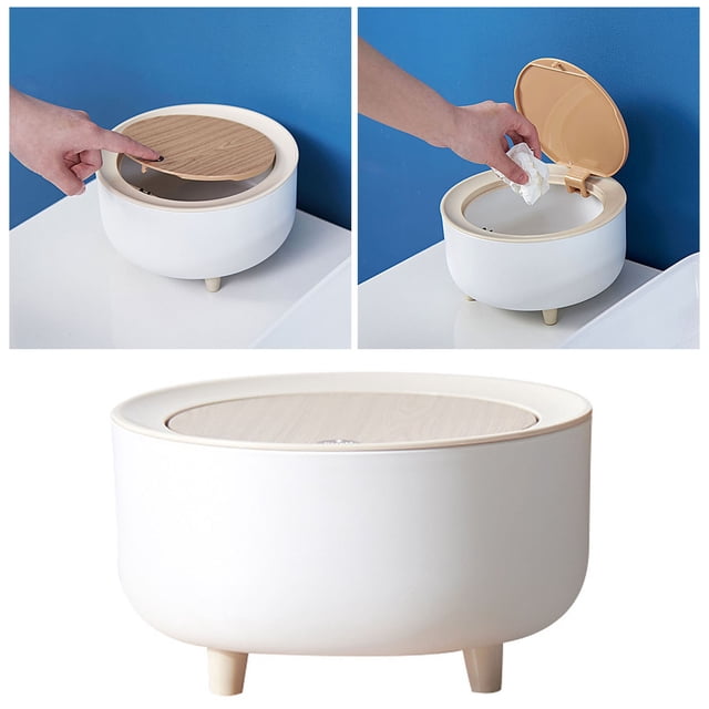 Modern Mini Square Push Button Can With Lid For Desktop Countertop And Bedroom Small Spaces