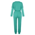 thumbnail image 5 of Mrat Vacation Outfits for Women 2 Piece Jogging Sets Solid Polyester Long Sleeve Sweatsuits Sets Two Piece Track Suits Drawstring High Waist Pants Set Comfy Outfits E-Green 3XL, 5 of 5