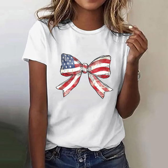 Xdegoge Vêtements du 4 Juillet, Liquidation Vêtements à Moins de 10 $ Blouses Décontractées, Hauts d'Été Habillés pour Femmes Grande Taille3X, Chemises Rouges Blanches et Bleues Plus, Commandes en Cours en Attente de Livraison, Mis Pedidos, L