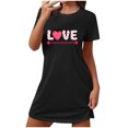 thumbnail image 1 of Amzcrzy Pyjamas pour Femmes Mode Imprimé Cœur Valentines Day Robe Décontractée Confortable à Manches Courtes Chemises de Nuit pour Femmes Valentines Day Cadeaux, 1 of 5