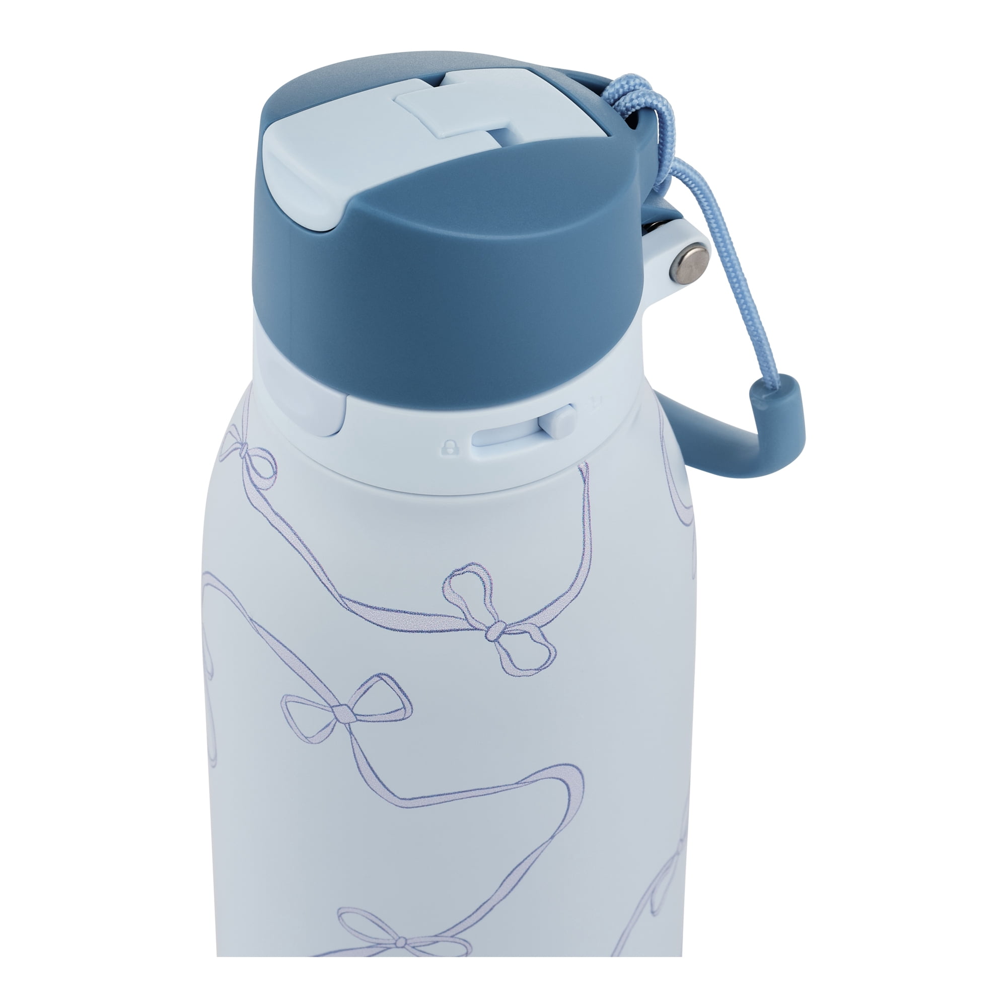 Bouteille d'eau TAL 2-en-1 en acier inoxydable de 710 ml (24 oz) avec paille et bouchon à pression, nœuds bleus