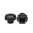 thumbnail image 3 of Uxcell 2 Pcs Star Knob Grip Handles Brass Insert Female Thread Black M10 x 39mm, 3 of 4