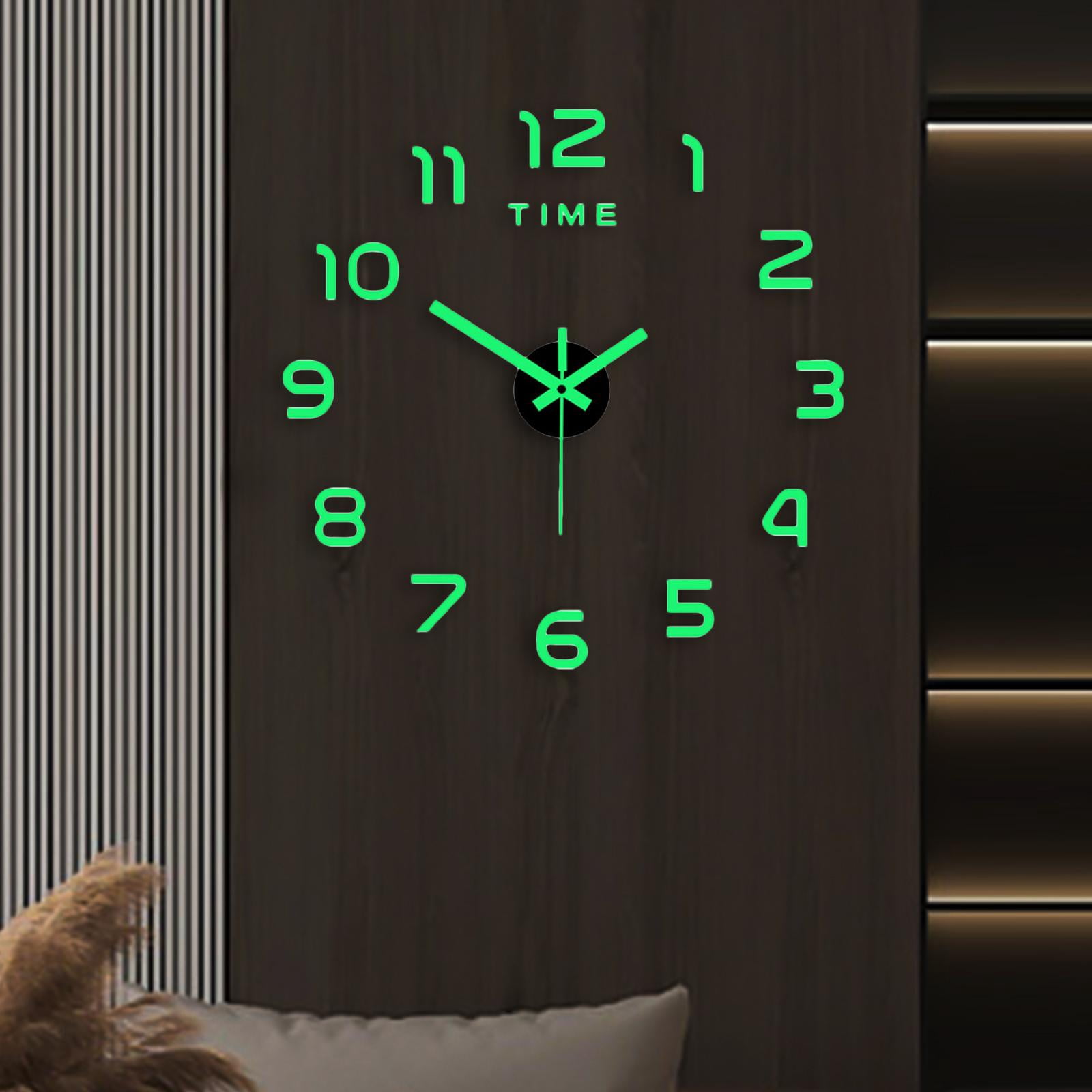 Luminous Wall Clock Stickers Round DIY Wall Clock for Dining Room Wall Decor