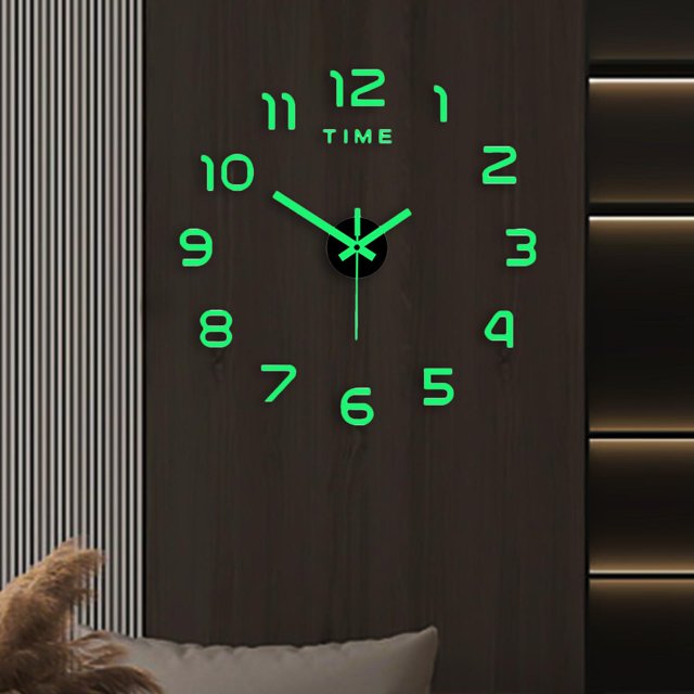 Luminous Wall Clock Stickers Round DIY Wall Clock for Dining Room Wall Decor