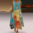 thumbnail image 1 of LOVZFMLL Dresses Women Casual Draw Back Printed Sleeveless Ruffle Lace-up Cold Shoulder Dress, 1 of 5