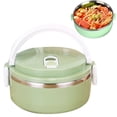 thumbnail image 1 of Rangement Alimentaire - Contenant à Lunch Isolé en Acier Inoxydable pour Repas Chauds, Empilable et Scellé, Lunch Rond avec Fini Vert, 1 of 7