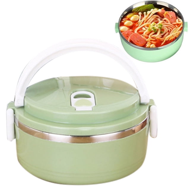 Rangement Alimentaire - Contenant à Lunch Isolé en Acier Inoxydable pour Repas Chauds, Empilable et Scellé, Lunch Rond avec Fini Vert