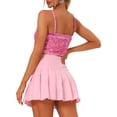 thumbnail image 3 of INSPIRE CHIC Women's Sequin Velvet Spaghetti Strap Club Party Crop Cami Top Light Pink S, 3 of 5