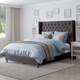 thumbnail image 4 of CorLiving Fairfield Upholstered Adult King Bed Frame with Tufted and Winged Headboard - Box Spring Required, 4 of 9