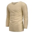 thumbnail image 4 of Leutsin Men's Long-sleeved V-neck Cotton And Linen Loose Shirt Pure Color Multi-size, 4 of 8