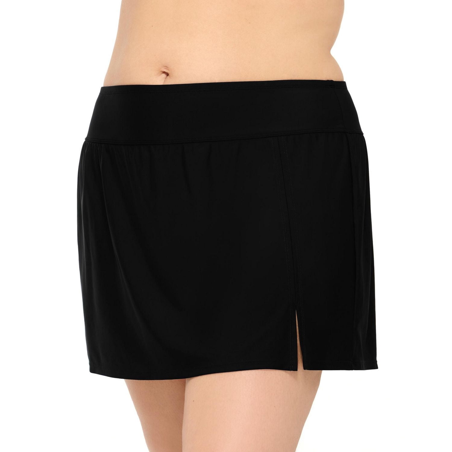 Krista Plus Women's Black A-Line Swim Skirt with Built-In Shorts Bottom