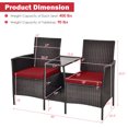 thumbnail image 4 of Costway Patio Rattan Wicker Conversation Set Sofa Cushioned Loveseat Glass Table, 4 of 9