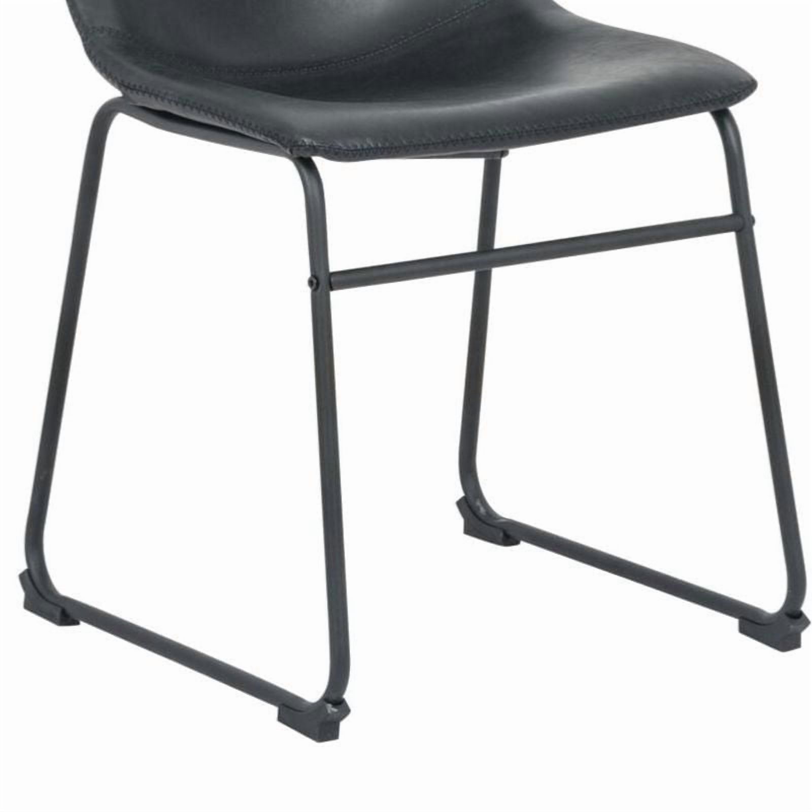 Chaises de salle à manger modernes sans accoudoirs Ani en cuir PU noir – Rembourrées, design élégant du milieu du siècle, construction robuste.