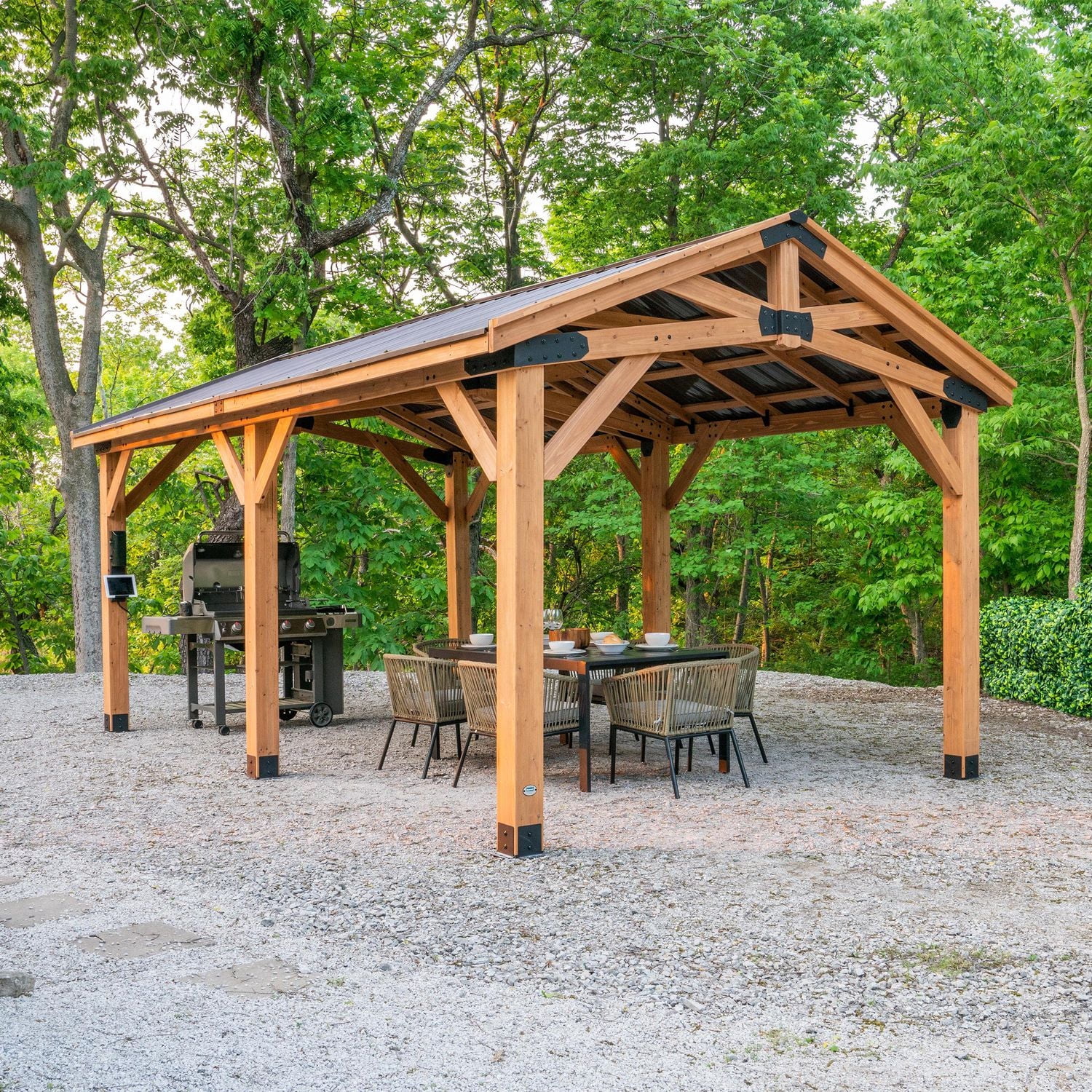 Backyard Discovery Pavillon de jardin en cèdre Norwood 20 pi x 12 pi