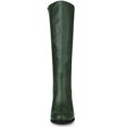 thumbnail image 2 of BLISSFUL STEP Bottes pour Femmes Hauteur Genou Talon Épais Bout Rond Fermeture Éclair Latérale Bottes Habillées en Faux Cuir Vert Foncé 7, 2 of 8