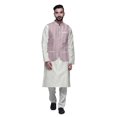 thumbnail image 1 of Atasi Kurta Pyjama Traditionnel Uni à Col Mandarin avec Ensemble de Veste Imprimée, 1 of 3