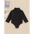 thumbnail image 4 of FOCUSNORM Infant Baby Spring Romper Solid Color Long Sleeve Turtleneck High Stretch Jumpsuit for Boys Girls, 4 of 9