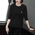 thumbnail image 2 of Hauts pour Femmes Manches Longues Mode Femmes Décontracté Manches Longues Blouse Imprimée T-Shirt pour Dames Hauts, 2 of 3