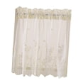 thumbnail image 4 of GROWTH TANK Embroidered Tier Voile Valance Window Curtains Home Decor - White, as described Creamy, 4 of 9