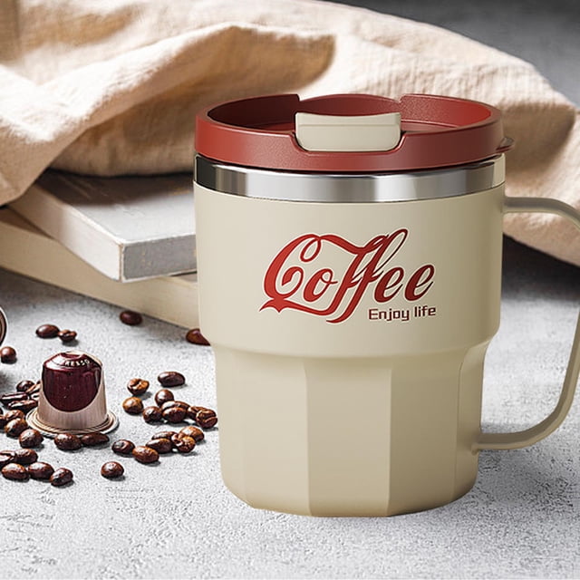 EGNMCR 304 Stainless Steel Mug Double-layer Heat Coffee Cup With Lid Water Cup For Students Large Capacity cup cup