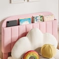 thumbnail image 3 of Eastvita Girls' Twin Bed Frame with Drawer Velvet Upholstered Platform Bed Frame with Storage Headboard for/No Box Spring Needed/Easy Assembly/Noise-Free/Light Pink, 3 of 6