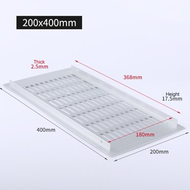 Grille de Ventilation Rectangulaire pour Évent, Couverture pour Garde-Robe, Armoire à Chaussures, Placard, Blanc 200x400 mm