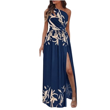 Liquidation d'Économies d'Été RKSTN Robe de Soirée Décontractée pour Femme Sans Manches Asymétrique Robe de Plage Élégante Robe Longue à Imprimé Dégradé