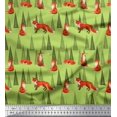 thumbnail image 1 of Soimoi Green Modal Satin Fabric Artistic Tree & Wolf Animal Fabric Prints By Yard 42 Inch Wide, 1 of 5