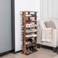 thumbnail image 2 of Patiojoy 7-Tier Double Rows Shoe Rack Vertical Wooden Shoe Storage Organizer Patented Rustic Brown, 2 of 10