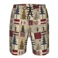 thumbnail image 3 of Sikiie Rustic Plaid Forest Lodge Print Men's Beach Shorts, High Elastic Quick-drying Shorts - with Drawstring and Slip Pockets, Suitable for Beach, Sports, Vacation-X-Large, 3 of 6