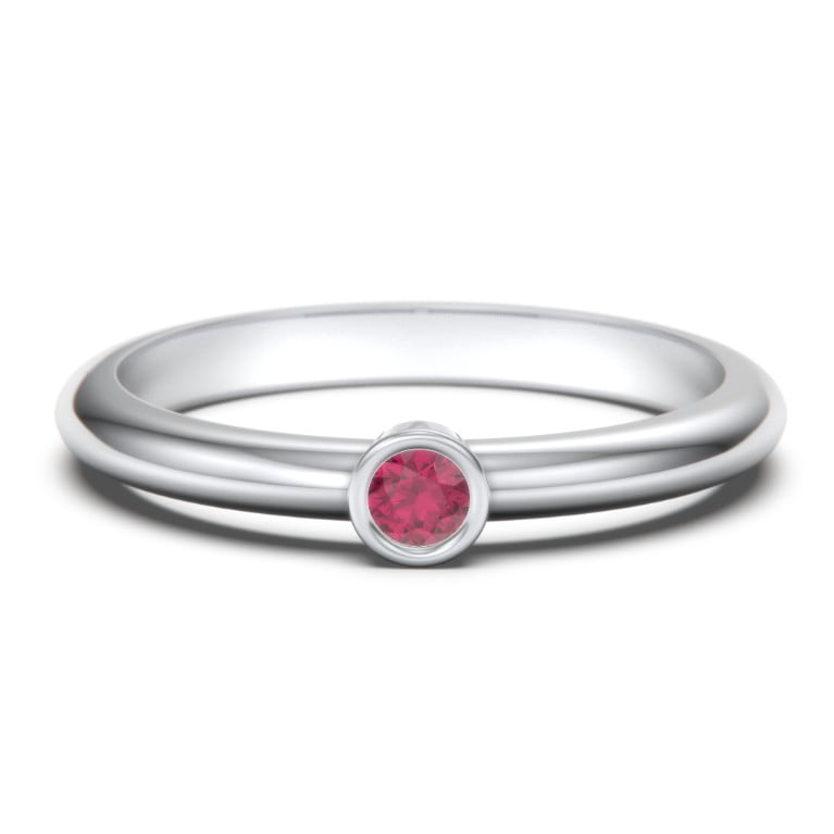 Classic Bezel Set Birthstone Ring - Ruby (July)