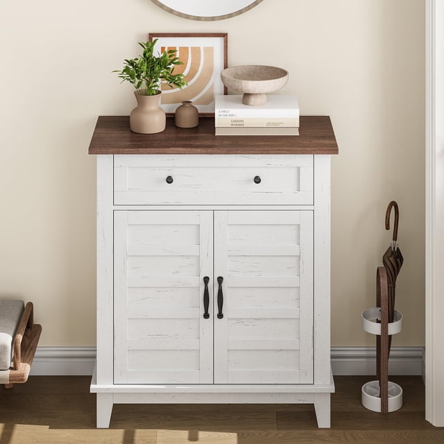 BeesClover Buffet Moderne avec Tablette Réglable à 3 Niveaux avec 7 Vitesses, Armoire de Rangement de Cuisine avec Grand Tiroir pour Salle à Manger, Salle de Bain, Entrée