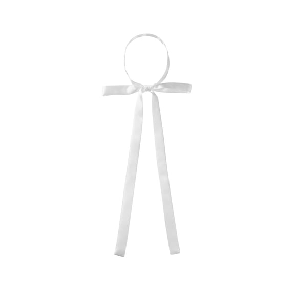 INSPIRE CHIC Nœud Papillon Long pour Femme à Nouer Soi-Même, Couleur Unie, Encolure Ajustable, Élégant, Blanc, Taille Unique