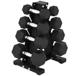 Soozier 100 LBS Ensemble de rabotages avec rack, poids des mains en hexagone en caoutchouc