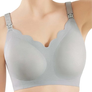 Fgnfyis Nursing Bra Wavy Breastfeeding Bras for Women Seamless Maternity Support Wireless Pregnancy Sleep Bralette Bras for Women Grey XXL