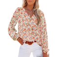 thumbnail image 1 of ORUYROP Blouses Décontractées Boho à Imprimé Floral Col en V Manches Longues Amples pour Femmes, 1 of 6