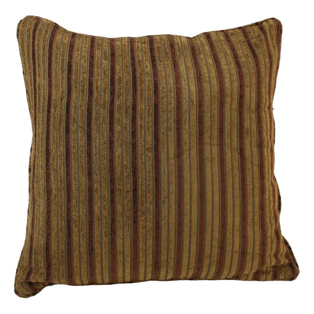 Coussin de Sol Carré en Tapisserie à Motif à Double Cordon de 25 Pouces avec Insert, Rayures d'Automne