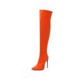 thumbnail image 1 of Woobling Women Slip Resistant Thigh High Boot Work Tall Comfortable Heels Orange Red 8, 1 of 9
