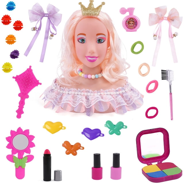 B Childrens Doll Head For Hairdresser Play Set With Styling Tools Pretend Role Game Educational Kit Gift For Girls Safe Plastic Fun