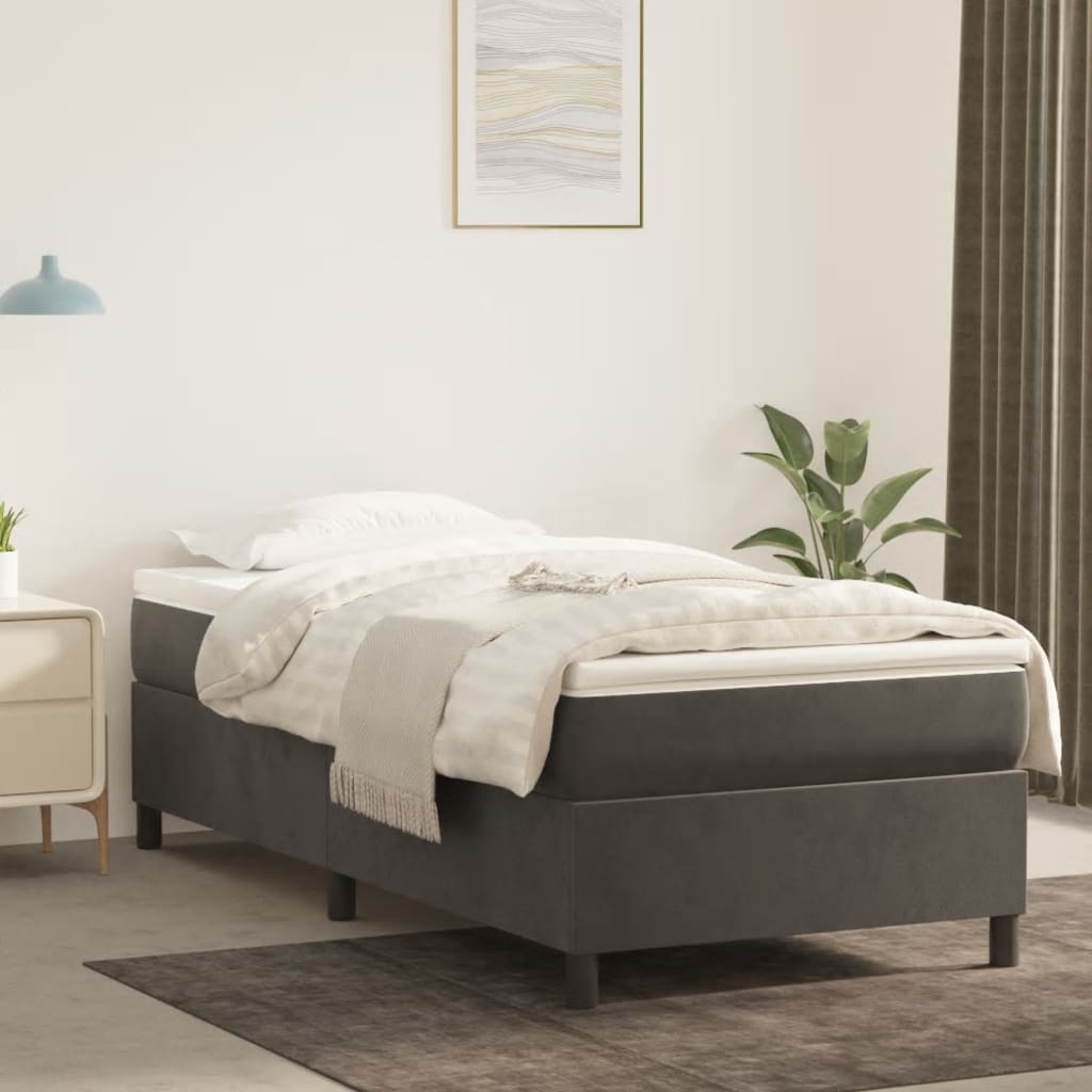vidaXL Cadre de Lit Gris Foncé 100x190 cm Lit Simple Velours