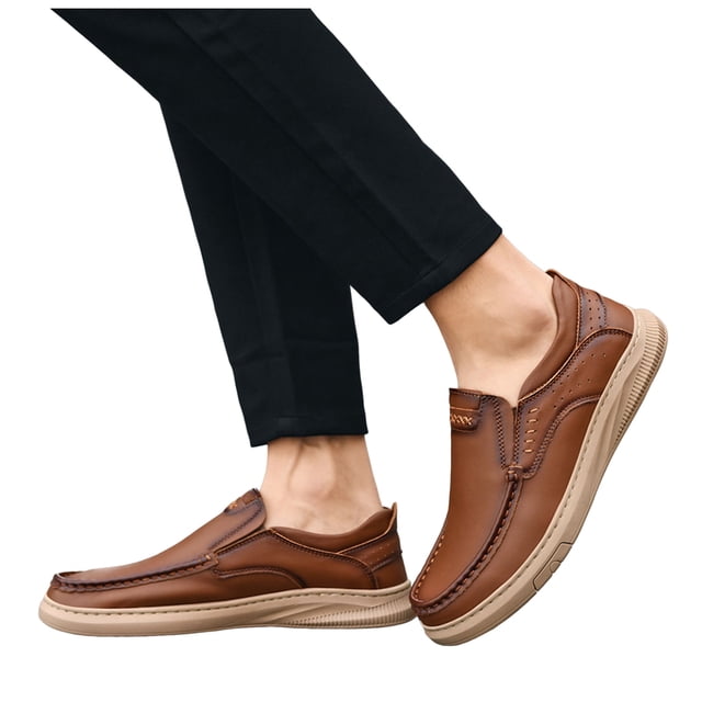 Driving Walking Shoes for Men Wide Width Fashion Leather Slip on Penny Loafer Oxfords Non Slip Work Sneakers