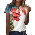 thumbnail image 2 of Débardeurs d'Été Grande Taille pour Femmes, Décontractés, Amples, à Imprimé Floral, Col Ras du Cou, T-Shirts à Manches Courtes Imprimés, Hauts, T-Shirt à Col en V pour Femmes en Liquidation, 2 of 8