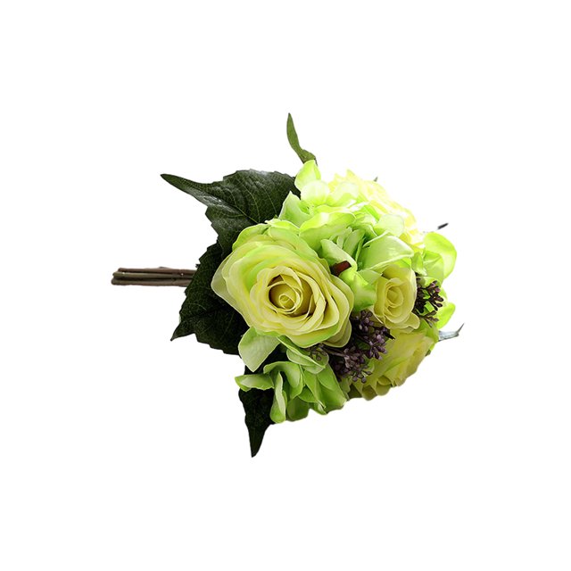 Xingzhi Artificial Flowers Bouquet Fake Hydrangea Heads Realistic Roses Party Home Decorative Table Wedding Display Decoration Green