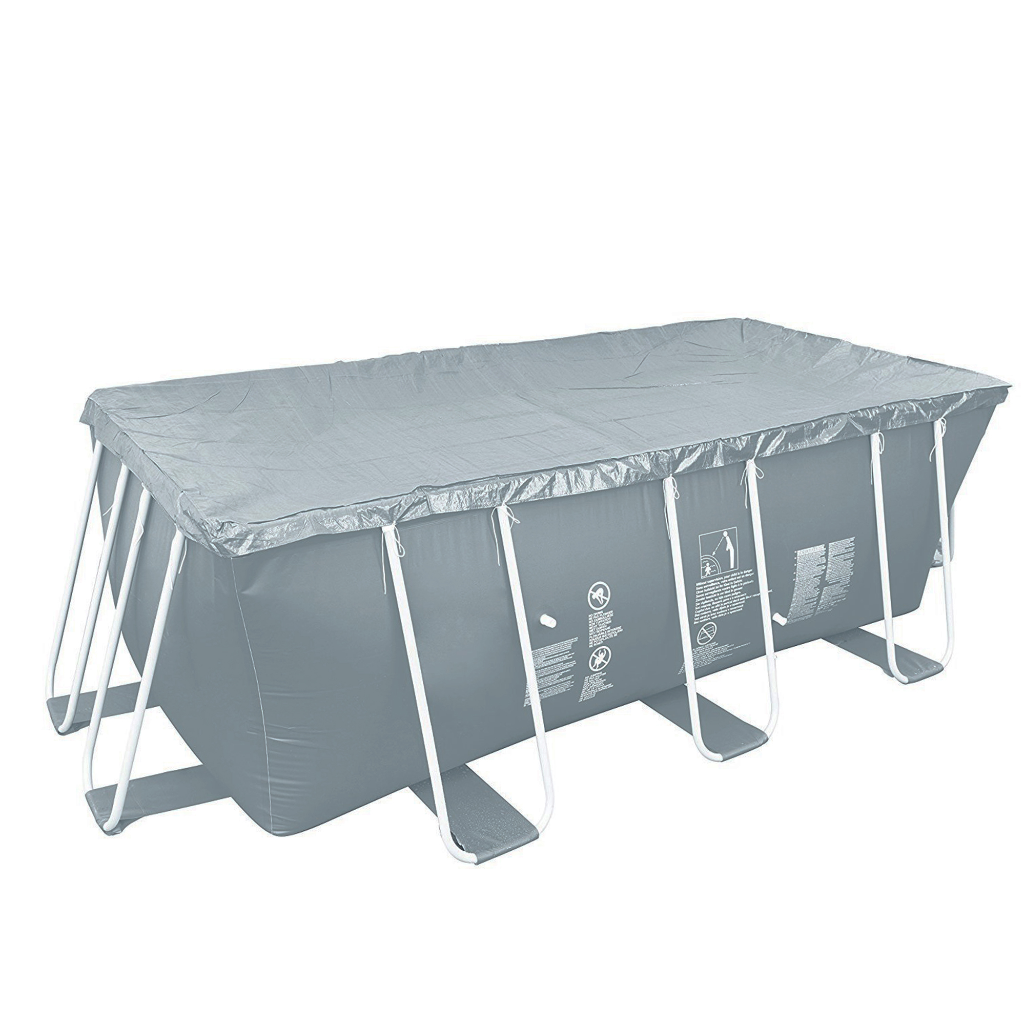 Pool Central 5.9' x 12.6' Gris Rectangulaire Pool Cover avec des Liens de Corde