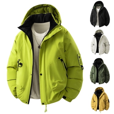 Jovati Outdoor Jacket for Men, Hooded Waterproof Long Sleeve Parka with Graphene Insulation, Solid Color, Breathable Nylon Spandex Blend, Standard Thickness