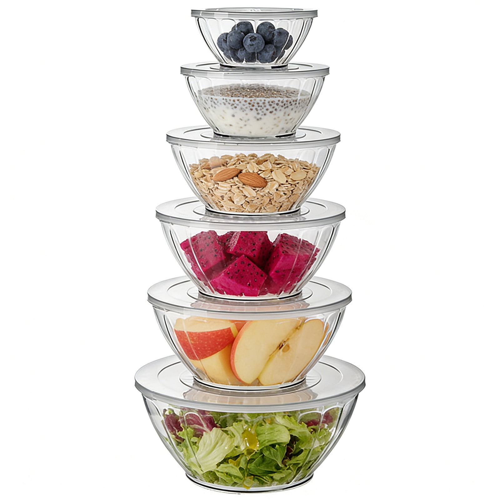 Glass Mixing Bowls with Lids Set, 5-Pieces Glass Bowls for Food