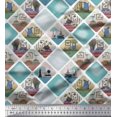 thumbnail image 1 of Soimoi Silk Fabric Frame,Jug & Flower Pot Patchwork Printed Craft Fabric by The Yard 42 Inch Wide, 1 of 3