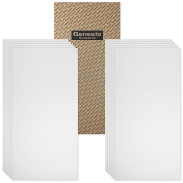 Genesis 2ft x 4ft White Smooth Pro Ceiling Tiles, Waterproof, Fire-Rated PVC, Pack of 10