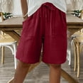 thumbnail image 4 of Swstbby Liquidation d'Économies d'Été 2025! Shorts d'Été pour Femmes Grande Taille, Shorts de Couleur Unie pour Femmes Shorts Décontractés Capris Rouge P, 4 of 5